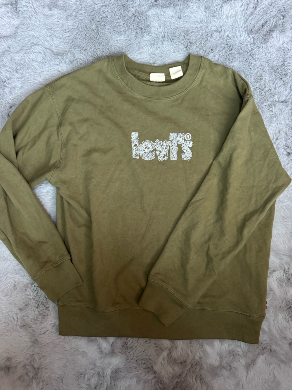 Levi's Olive Crewneck Sweatshirt with White Logo - Men's